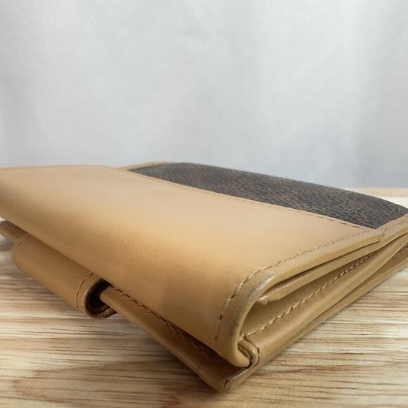 Vintage Celine Macadam Canvas Bifold Wallet Brown Tan Leather Made in Italy - Picture 5 of 16